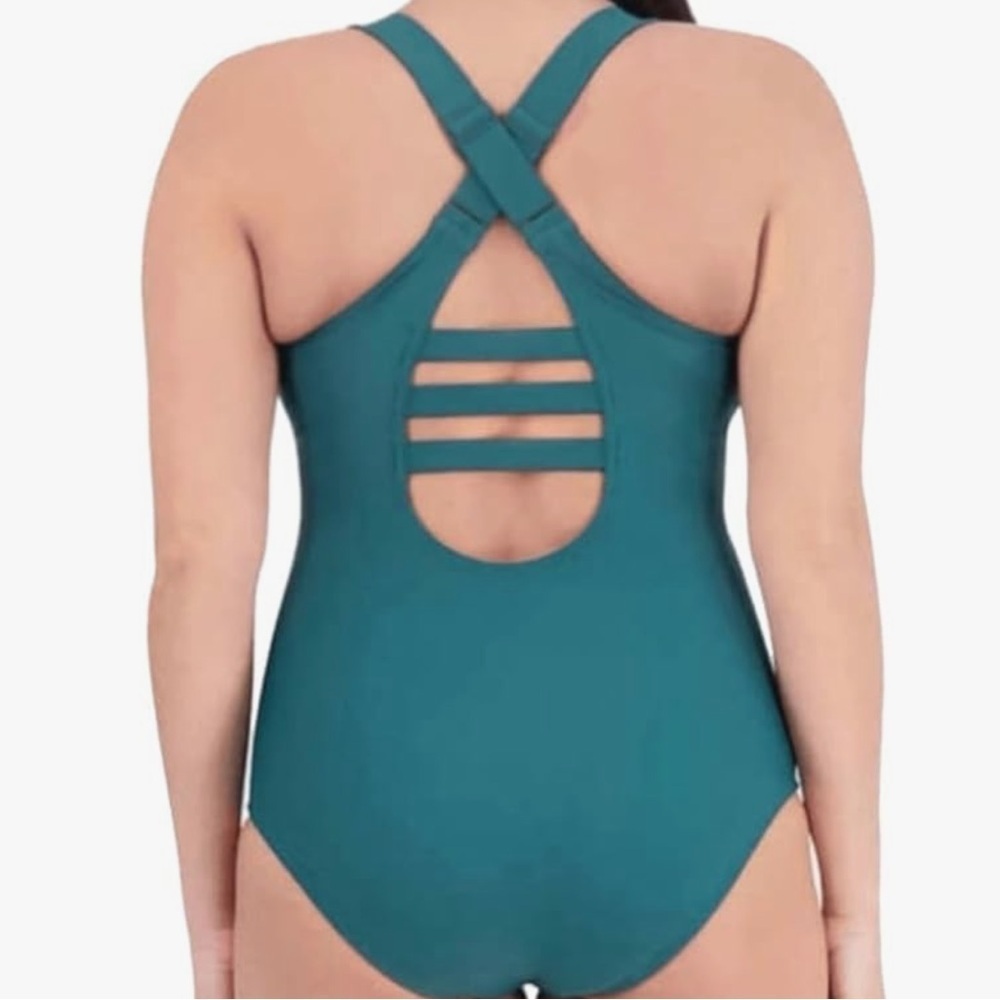 Eddie Bauer Multi Strap One Piece Green Swimsuit Small NWt - Picture 2 of 5